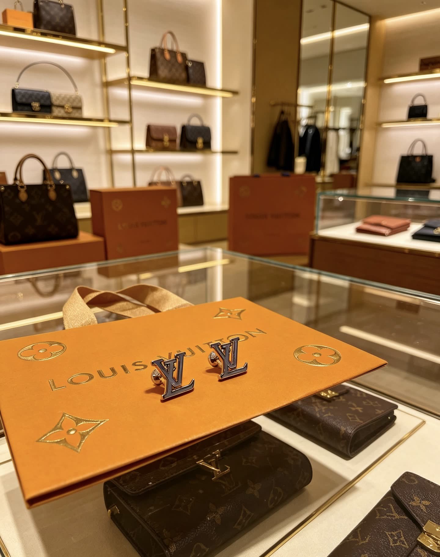Louis Vuitton Earrings - Metallic 'LV' Logo Design